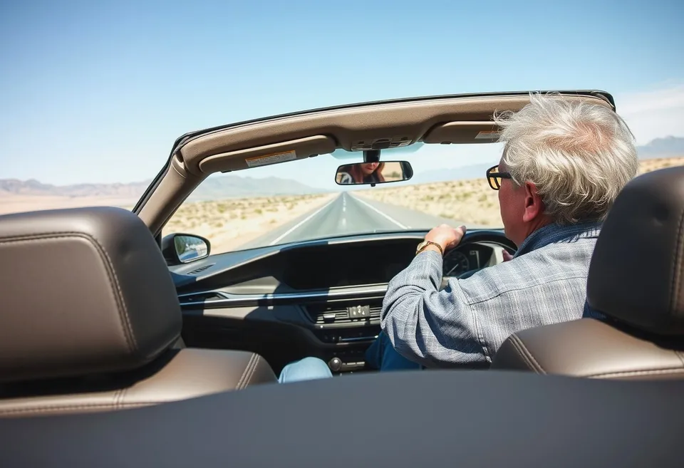 A driver at the wheel on an open Mpumalanga road, hands at a quarter to three, aircon vents open.